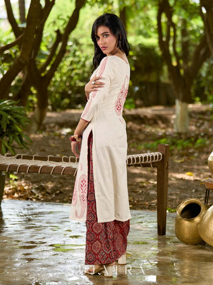 Classic Ivory Cotton Kurta with Traditional Paisley Hand Block Motifs