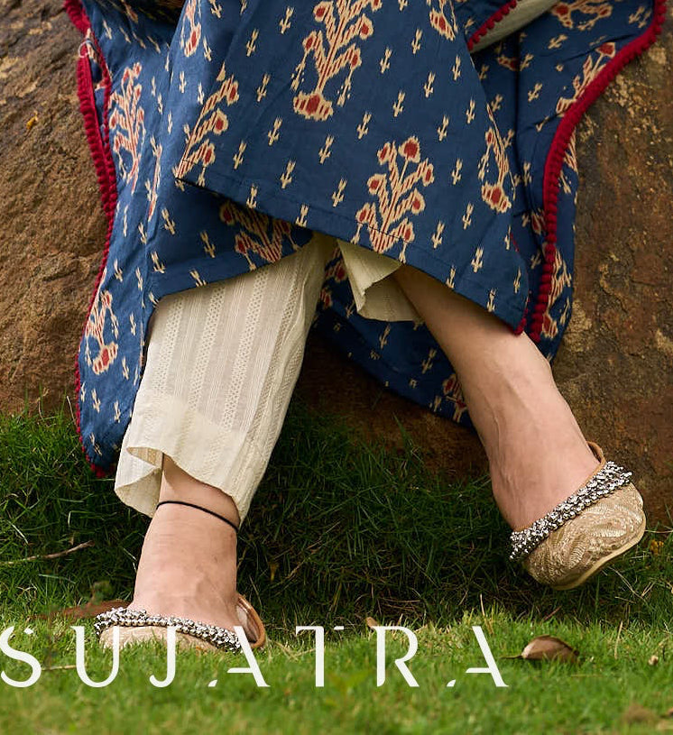 Timeless Off-White Handloom Cotton Straight Pant with Subtle Weave Detailing