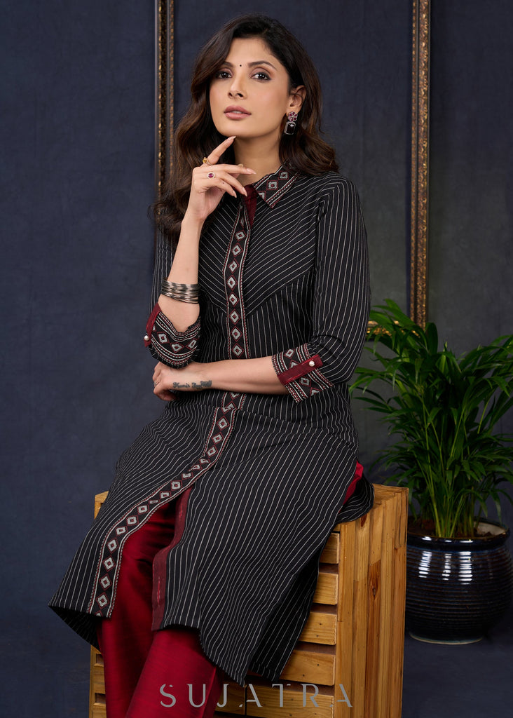 Maroon Cotton Silk Pant