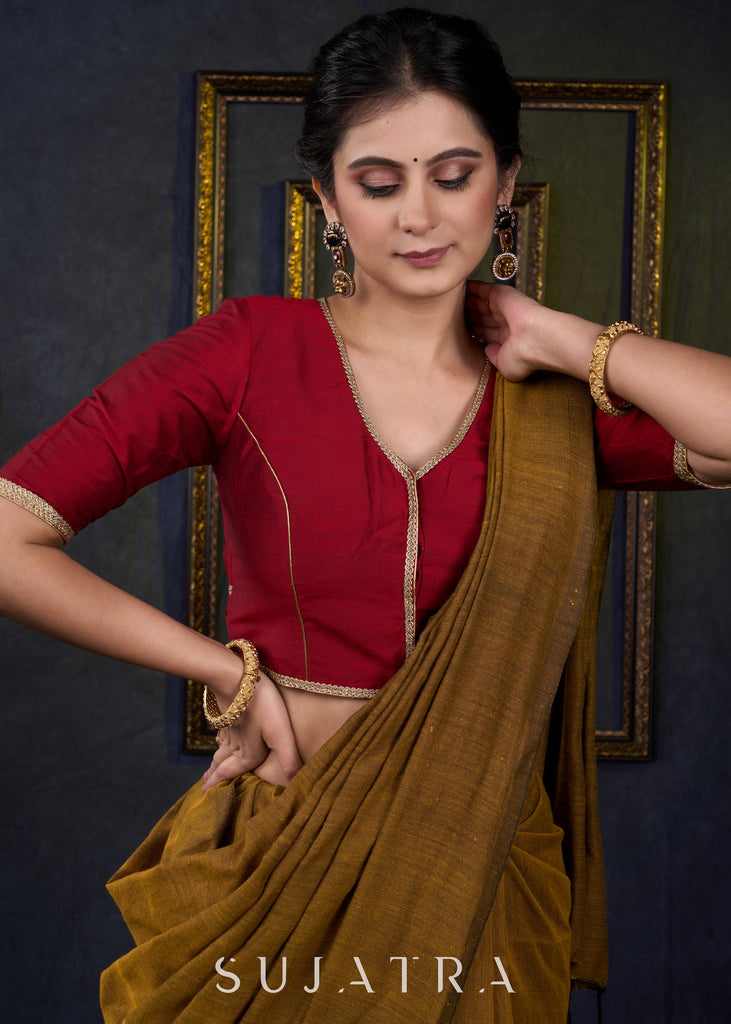Stylish Maroon Blouse with Pleated Back
