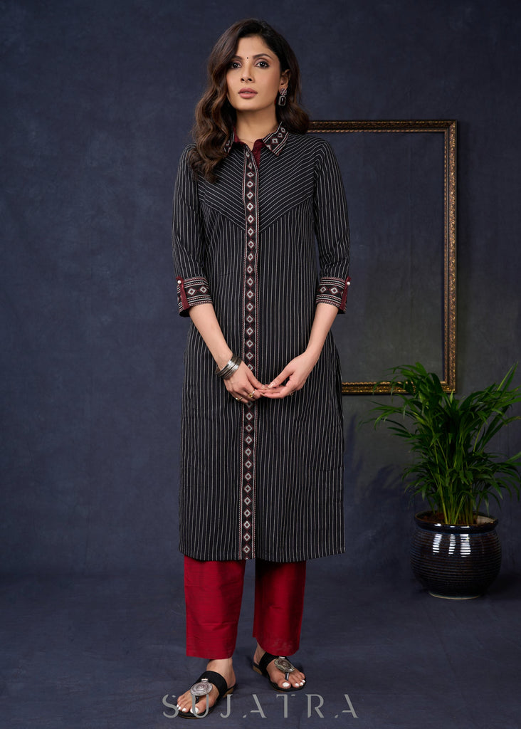 Maroon Cotton Silk Pant