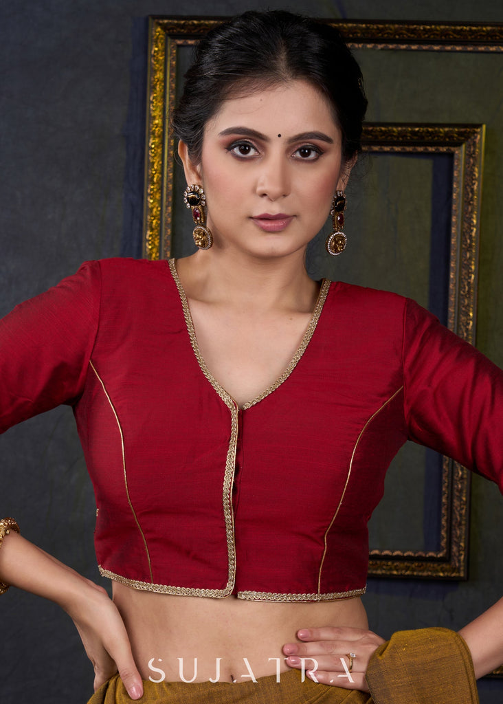 Stylish Maroon Blouse with Pleated Back