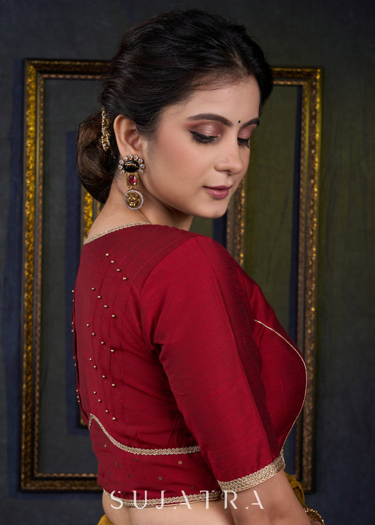 Stylish Maroon Blouse with Pleated Back