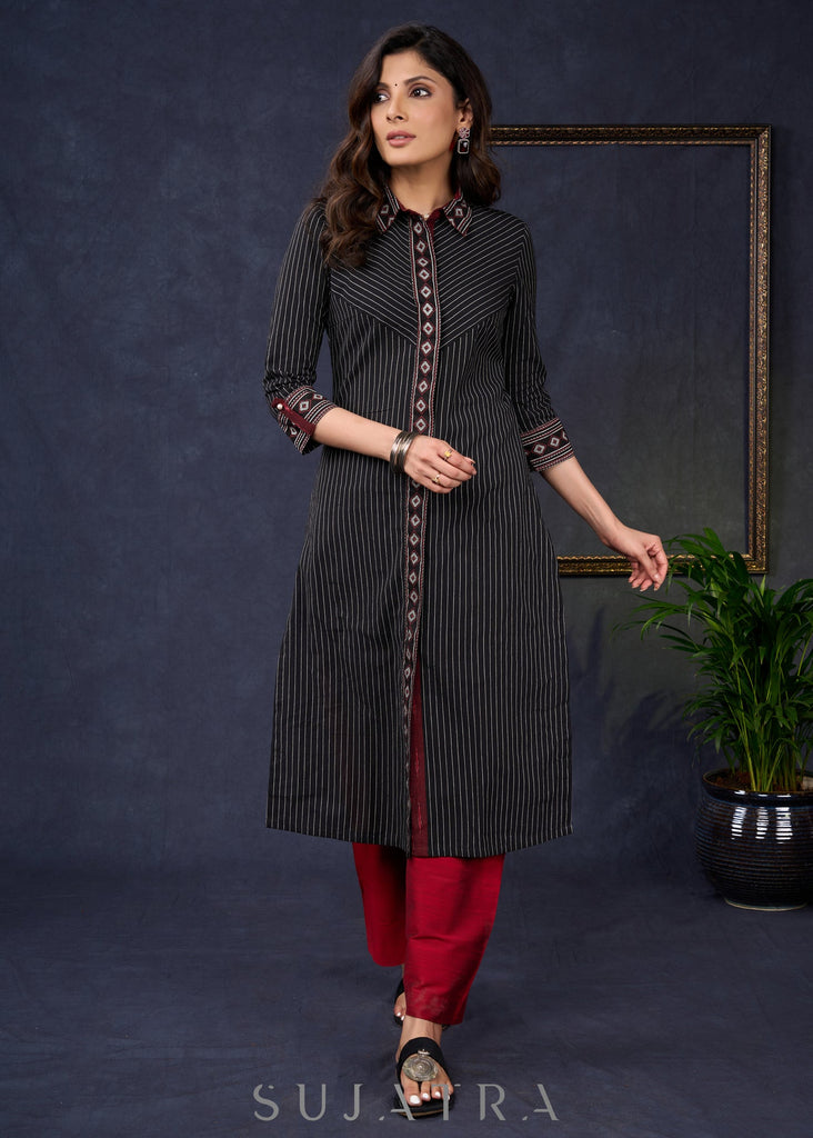 Maroon Cotton Silk Pant