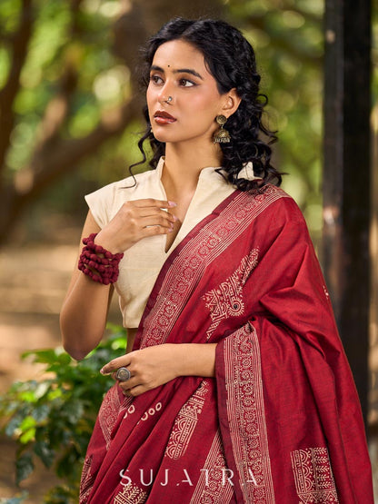 Soft Ivory Cotton Silk Collared Cap-Sleeve Blouse