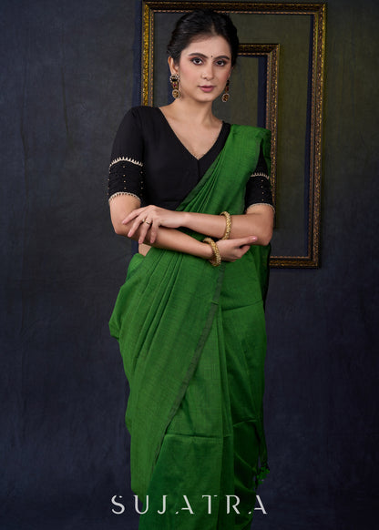 Elegant Black Cotton Silk Pin Tucks Blouse