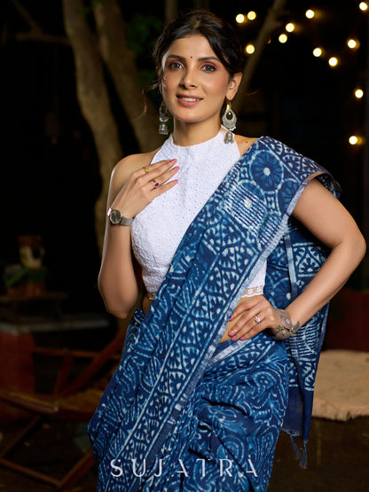 Handcrafted Indigo elegance with artisanal print patterns and modern poise