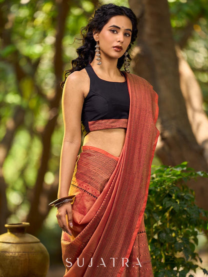 Black Cotton Silk Sleeveless Blouse with Artisan Hand Block Print Border