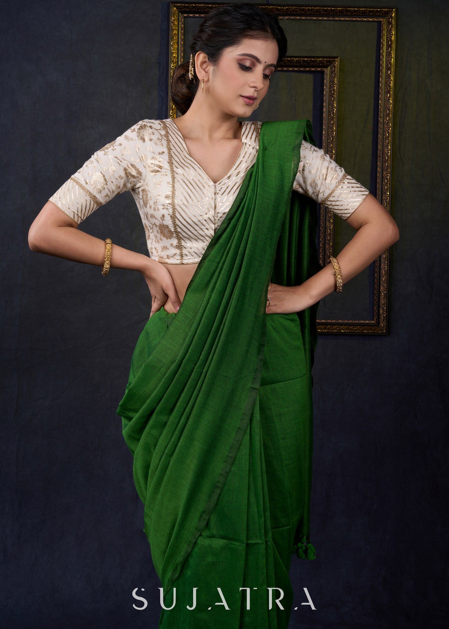 Classy off White Brocade Festive Wear Blouse - Plain Saree Optional