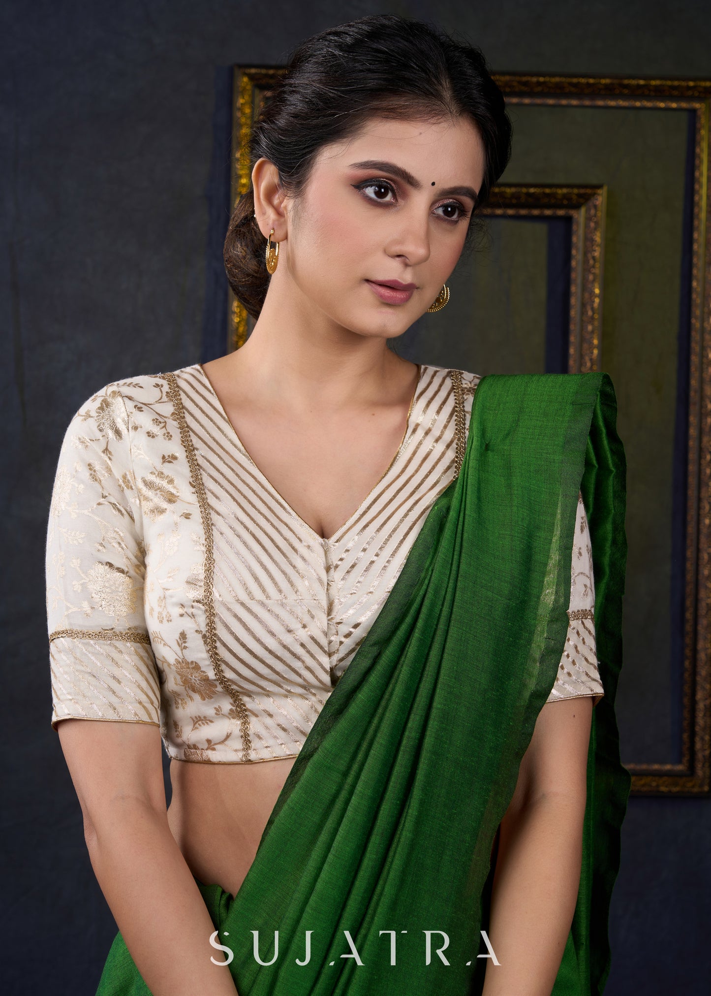 Classy off White Brocade Festive Wear Blouse - Plain Saree Optional