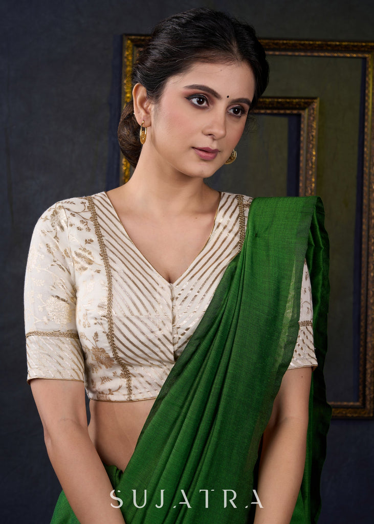 Classy off White Brocade Festive Wear Blouse - Plain Saree Optional
