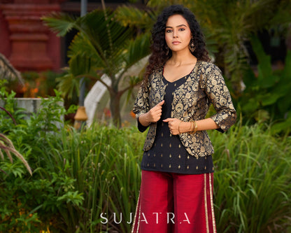 Maroon Cotton Silk Pant