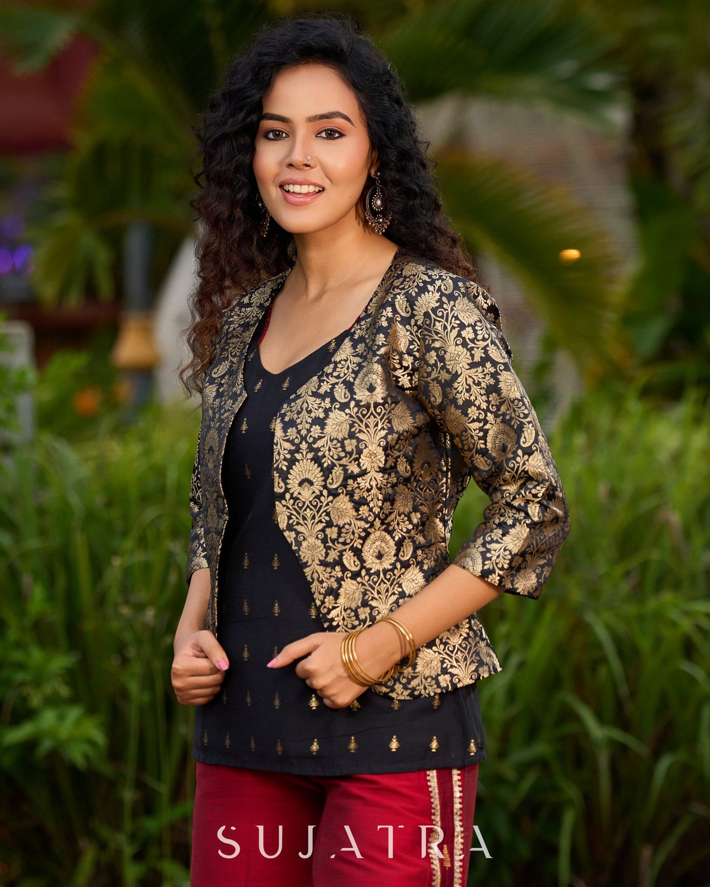 Maroon Cotton Silk Pant
