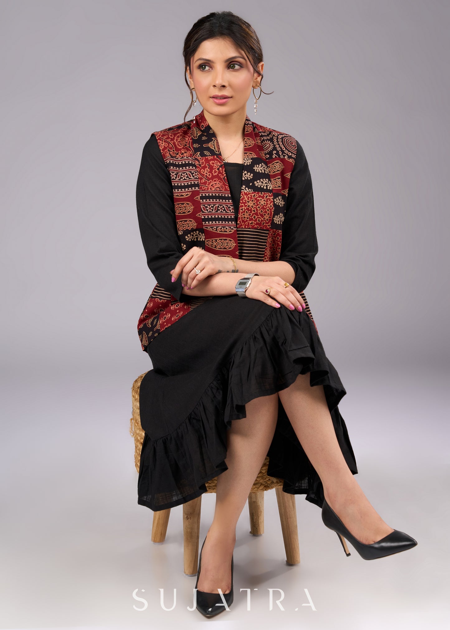Artisan Patchwork Ajrakh Boho Jacket - Dress optional