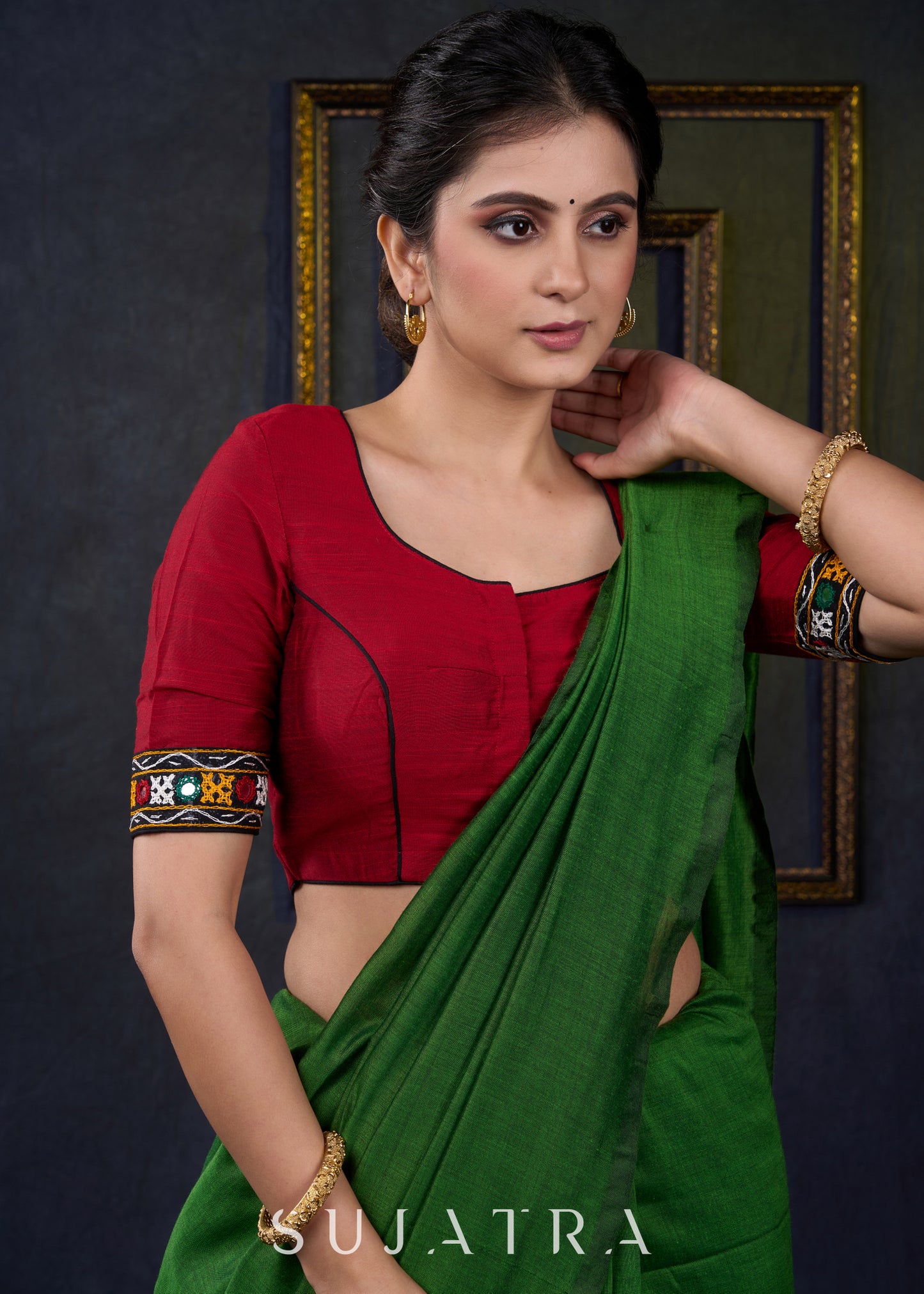 Traditional Maroon Kutch Mirror Work Blouse