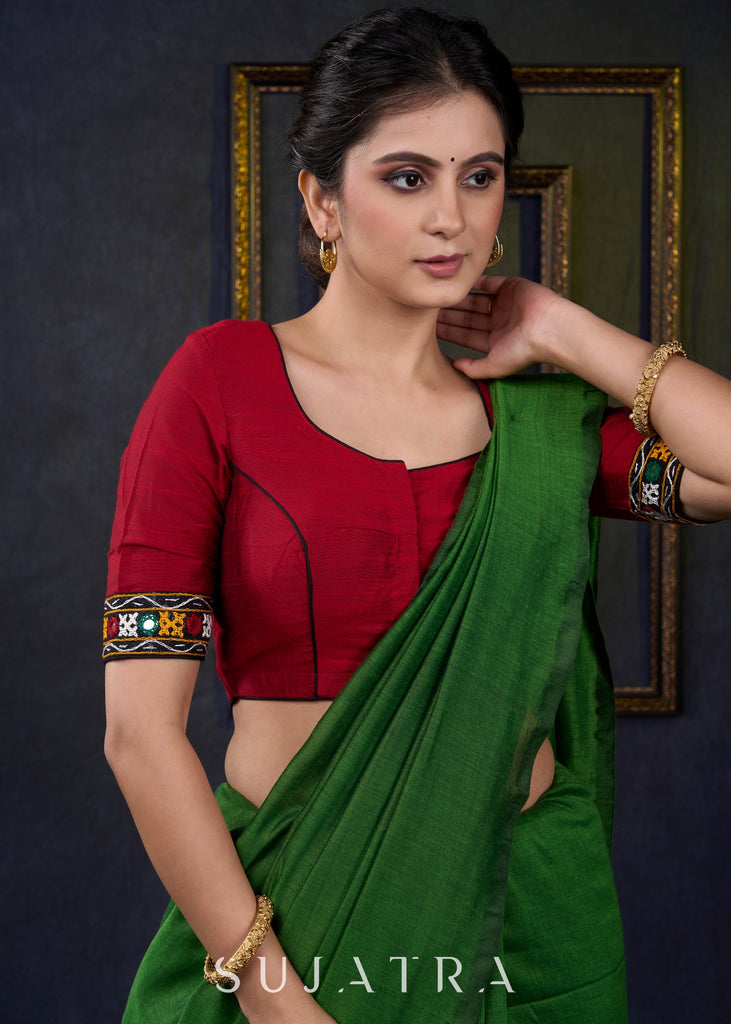 Traditional Maroon Kutch Mirror Work Blouse