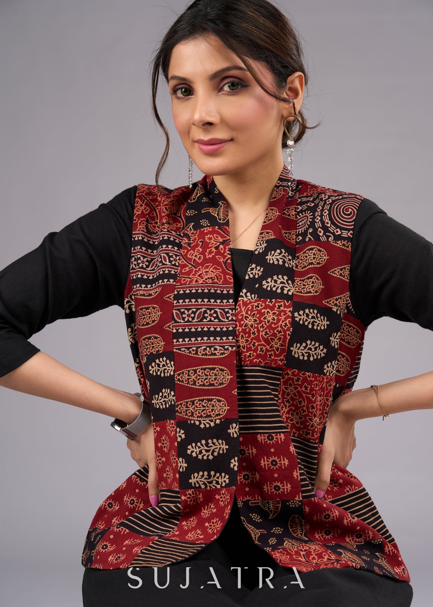 Artisan Patchwork Ajrakh Boho Jacket - Dress optional