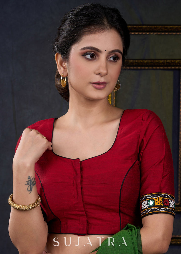Traditional Maroon Kutch Mirror Work Blouse