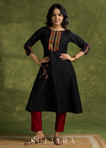 Maroon Cotton Silk Pant