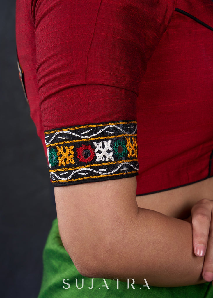 Traditional Maroon Kutch Mirror Work Blouse