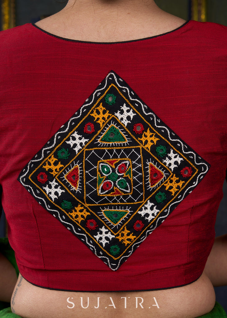 Traditional Maroon Kutch Mirror Work Blouse