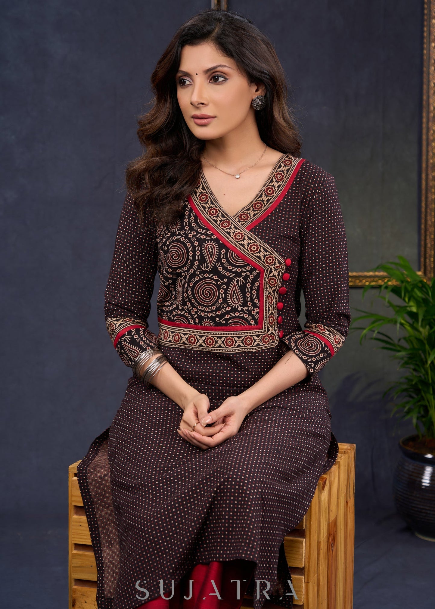 Maroon Cotton Silk Pant