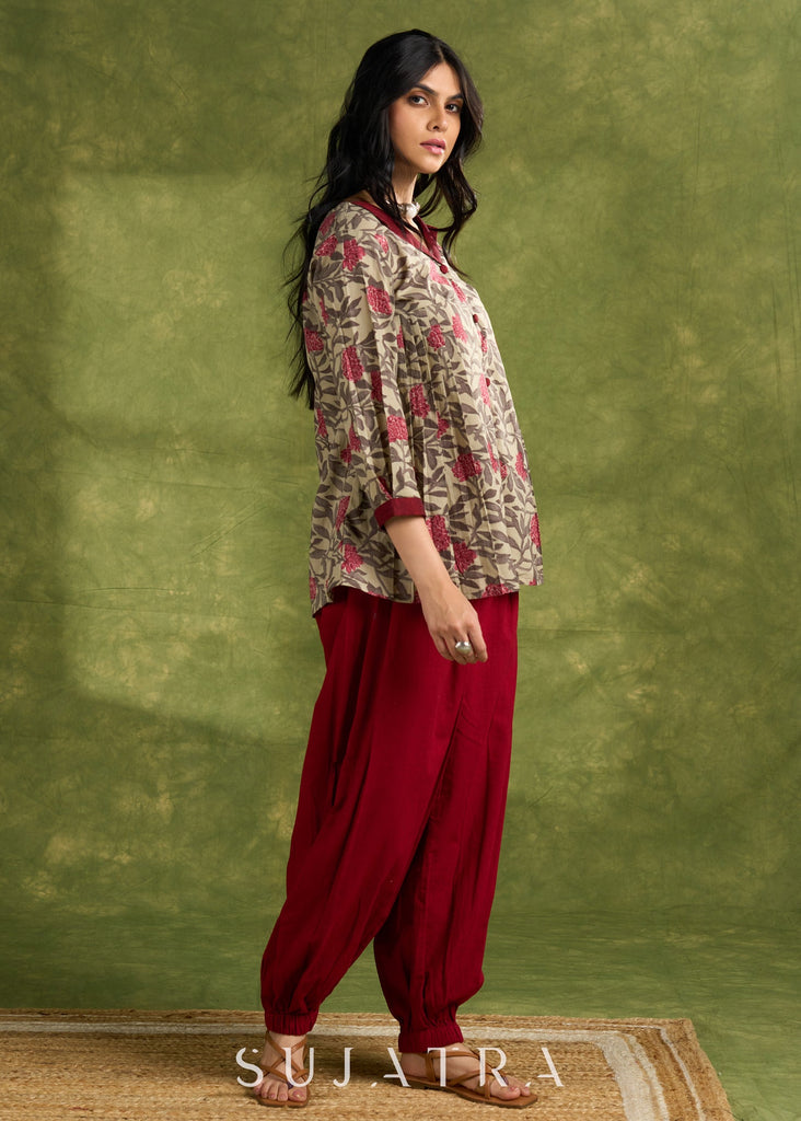 Maroon Cotton Pant