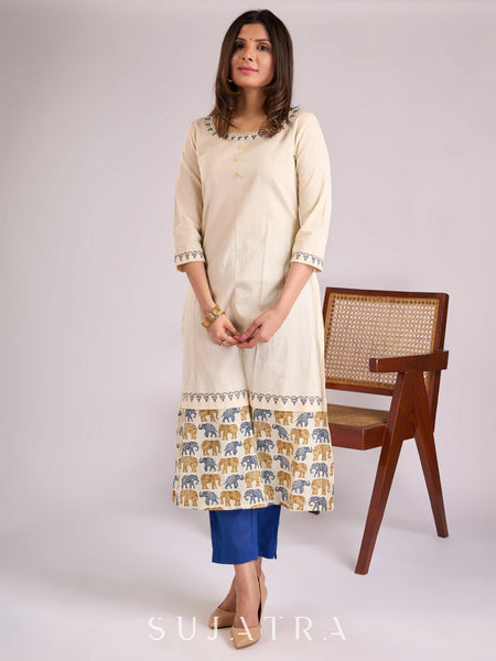Blue Cotton Pant