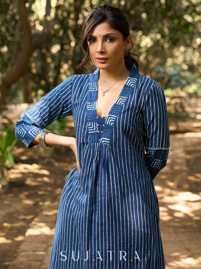 Blue Cotton Pant