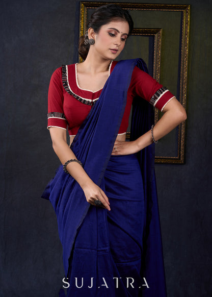 Maroon Cotton Frilled Neck Blouse