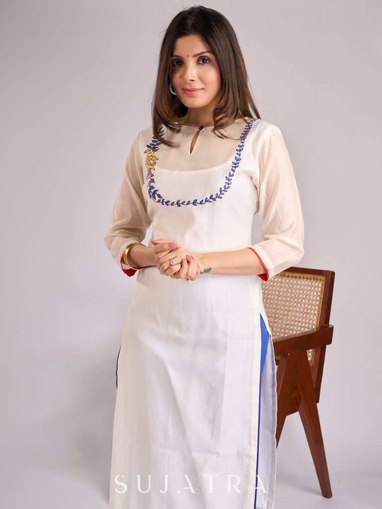Blue Cotton Silk Pant