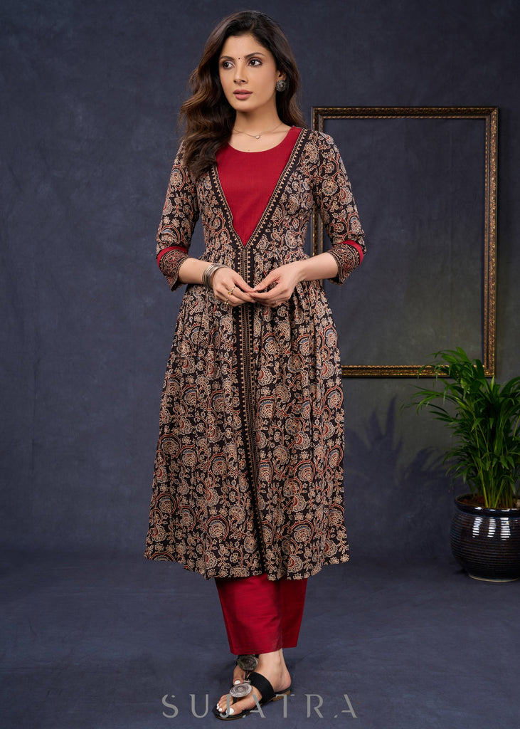Maroon Cotton Silk Pant