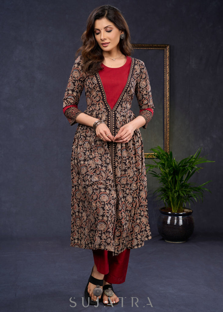 Maroon Cotton Silk Pant