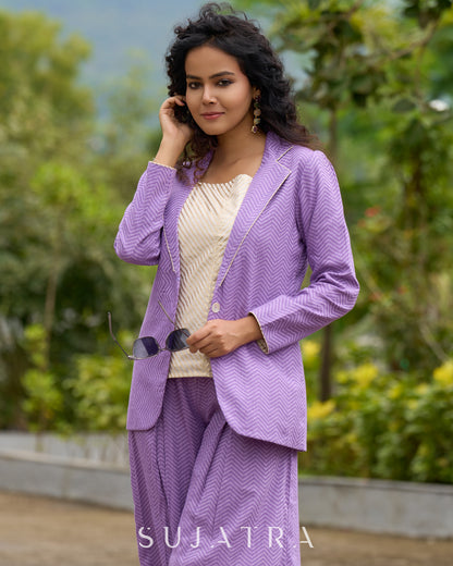 Lavender Jacquard Luxe Jacket –  Co-ord Pants & Brocade Top optional