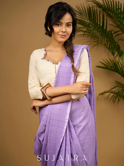 Ivory Bloom Hakoba Floral Hand Embroidered Cotton Blouse - Optional Saree