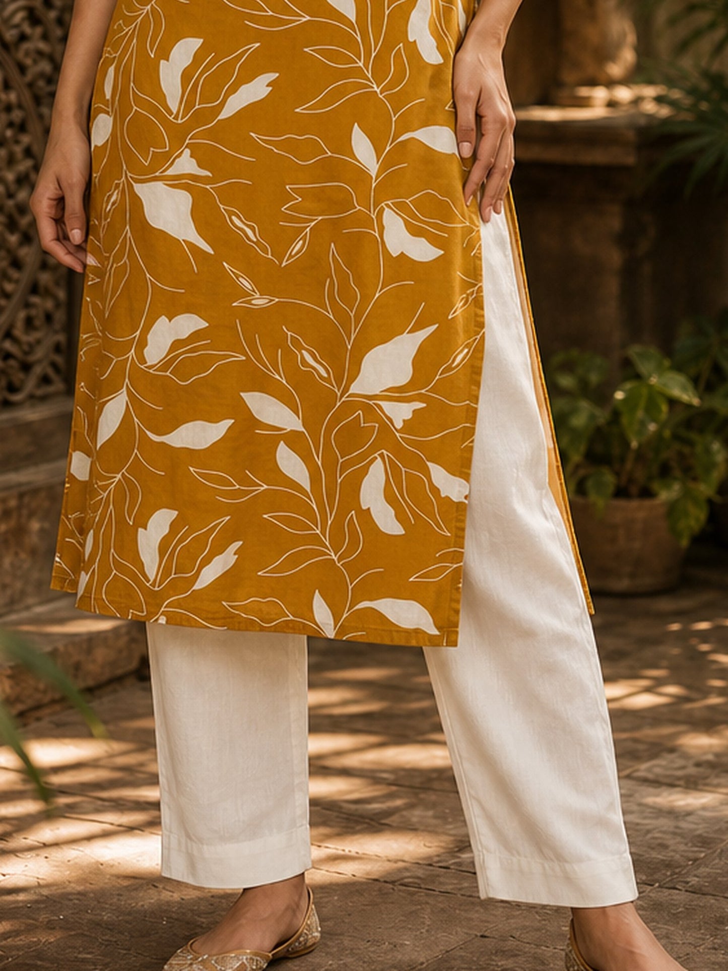 Refined Off-White Rayon Relaxed Straight Pants