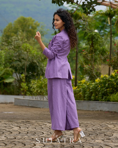 Lavender Jacquard Luxe Jacket –  Co-ord Pants & Brocade Top optional