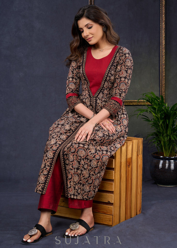Maroon Cotton Silk Pant