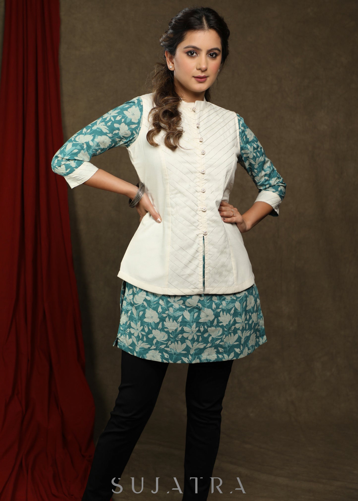 Elegant Off-white Nehru jacket