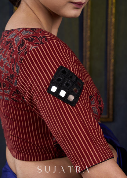 Maroon Ajrakh Combination Kutch Work Blouse