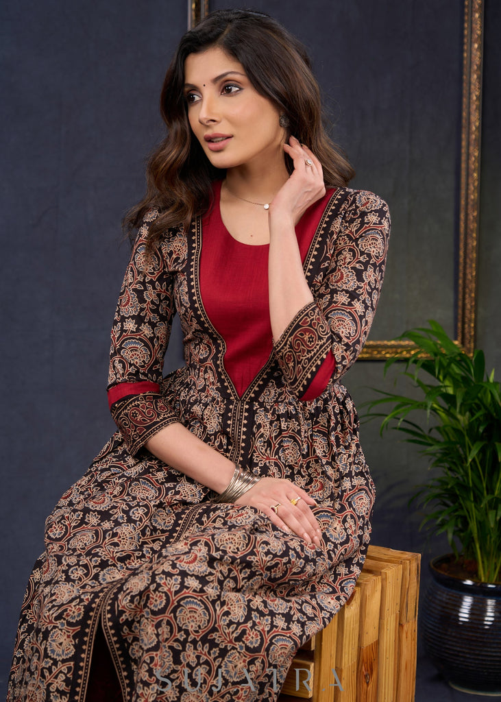 Maroon Cotton Silk Pant