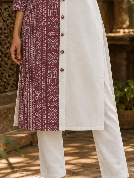 Polished Off-White Rayon Straight Trousers