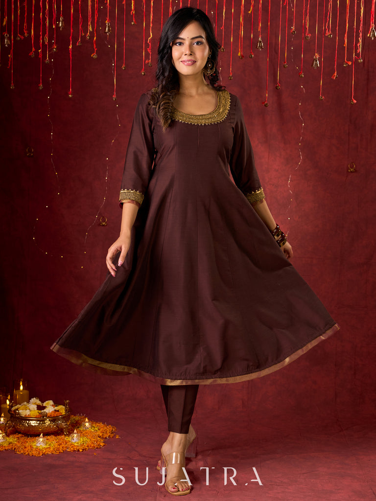 Dark Brown Cotton Silk Pant