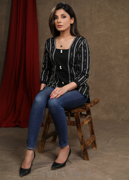 Smart Cotton Ikkat Combination Top