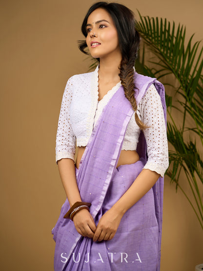 Smart white everyday cotton hakoba blouse - Optional Saree