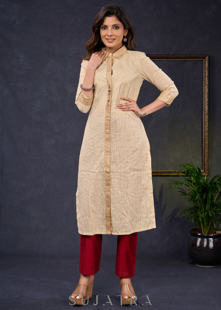 Maroon Cotton Silk Pant