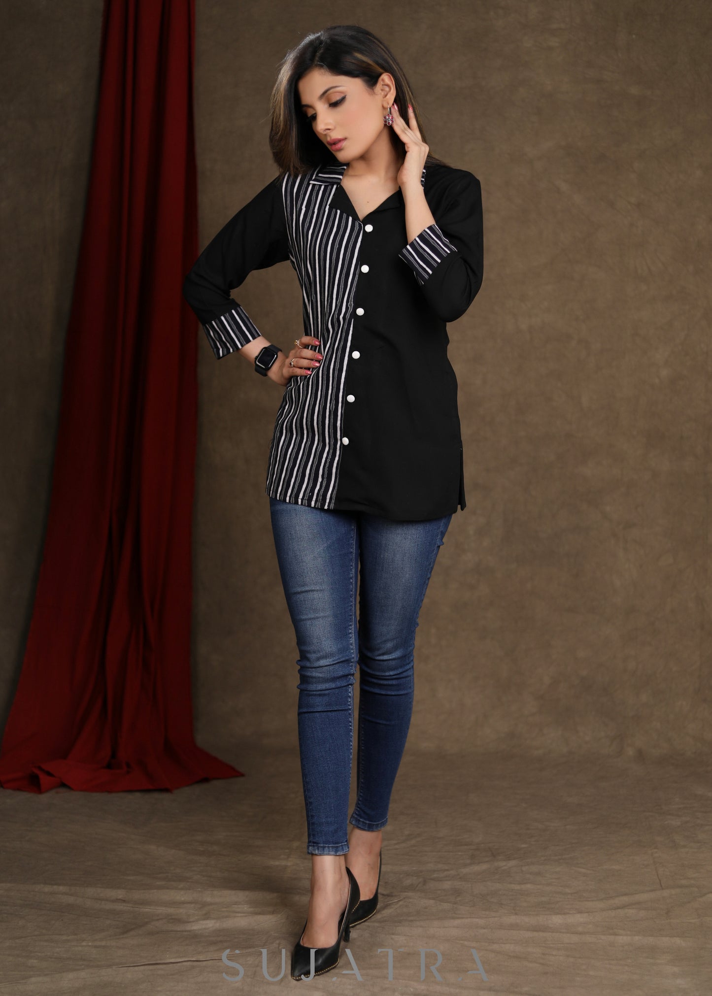 Smart Black Rayon Top