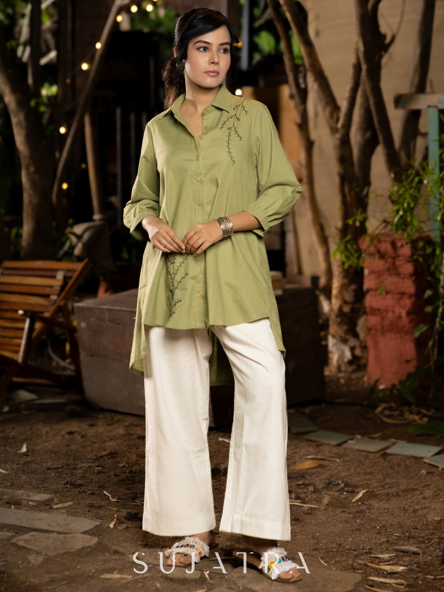Off White Cotton Pant