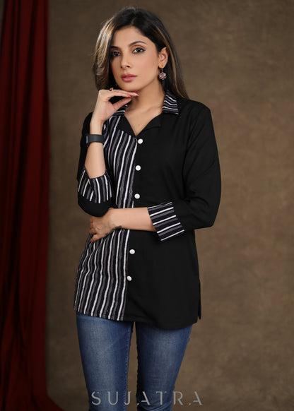 Smart Black Rayon Top