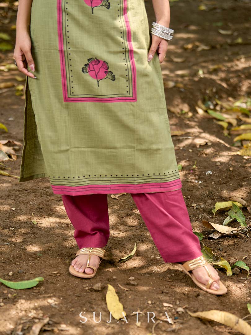 Deep Magenta Cotton Pencil Pants